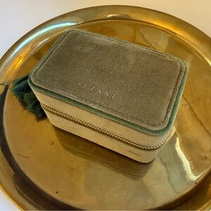 Sézane Velvet Jewelry Box Travel Case in Green